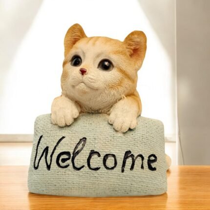 Adorable Kitten 'Welcome' Figurine